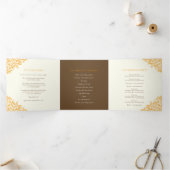 Braunorange Monogramm Widmung Foto Hochzeit Dreifach-gefaltete Programmkarte (Innenseite)