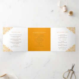 Braunorange Monogramm Widmung Foto Hochzeit Tri Dreifach-gefaltete Programmkarte