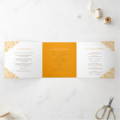 Braunorange Monogramm Widmung Foto Hochzeit Tri Dreifach-gefaltete Programmkarte (Innenseite)