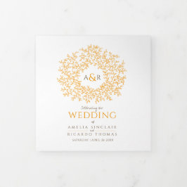 Braunorange Monogramm Widmung Foto Hochzeit Tri Dreifach-gefaltete Programmkarte
