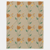 Braunorangefarbenes Blumenmuster Fleecedecke (Vorderseite)