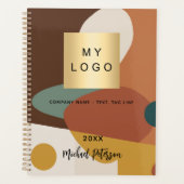 Braunorangefarbenes Retromuster - Firmenlogo 2026 Planer (Vorderseite)