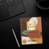 Braunorangefarbenes Retromuster - Firmenlogo 2026 Planer