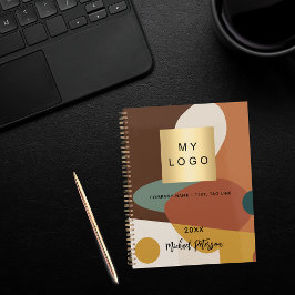 Braunorangefarbenes Retromuster - Firmenlogo Notizblock