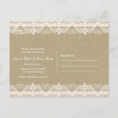 Braunpapier und Weiße Spitzen Rustikal Save the Da Ankündigungspostkarte (Rückseite)