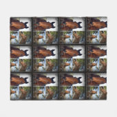 Braunpferde in einer Fotomasse, mittel Fleecedecke (Vorderseite (Horizontal))