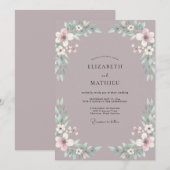 Braunrosa Blatt Hochzeit Einladung (Vorne/Hinten)