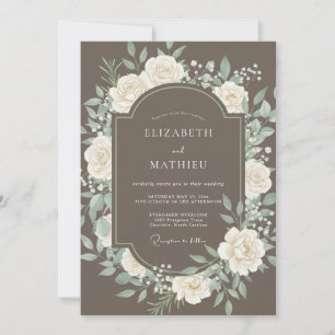 Braunrosa blühende Floral Romance Hochzeit Einladung
