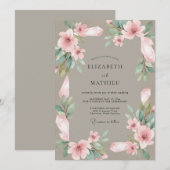 Braunrosa Blütenhochzeit Einladung (Vorne/Hinten)