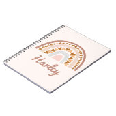 Braunrosa Boho Rainbow-Individuelle Name Monogramm Notizblock (Linke Seite)