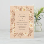 Braunrosa Champagner Blatt Hochzeit Einladung (Stehend Vorderseite)