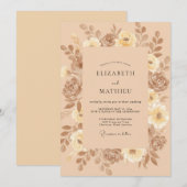 Braunrosa Champagner Blatt Hochzeit Einladung (Vorne/Hinten)