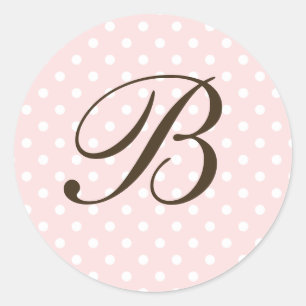 Braunrosa Custom Monogram Polka Dot Bevorzugung Runder Aufkleber
