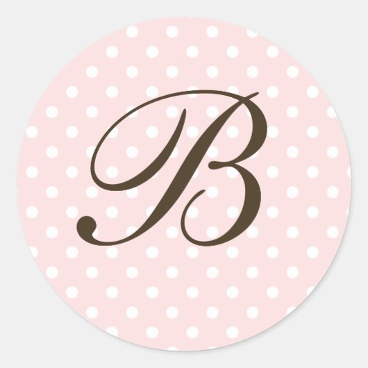 Braunrosa Custom Monogram Polka Dot Bevorzugung Runder Aufkleber (Vorderseite)