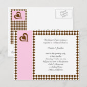 Braunrosa Einladung Postkarte (Vorne/Hinten)