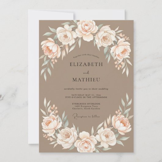 Braunrosa Hochzeit Einladung (Vorderseite)