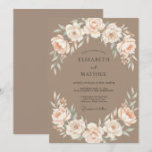 Braunrosa Hochzeit Einladung (Vorne/Hinten)