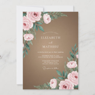 Braunrosa Hochzeit mit Taupe-Tönen Einladung