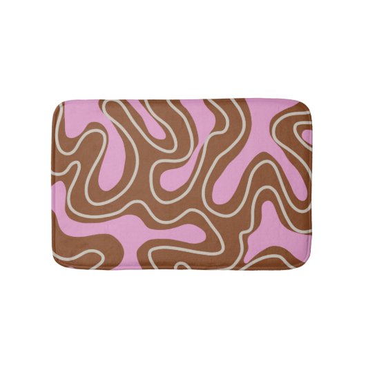 Braunrosa Marmor Boho Groovy Liquid Swirl Muster Badematte (Vorderseite)