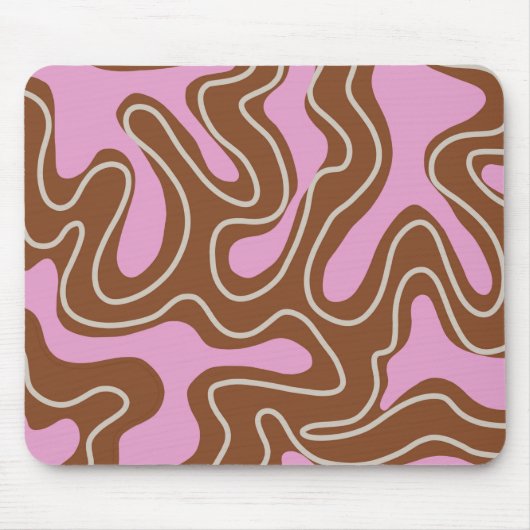 Braunrosa Marmor Boho Groovy Liquid Swirl Muster Mousepad (Vorne)