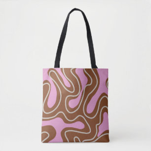 Braunrosa Marmor Boho Groovy Liquid Swirl Muster Tasche