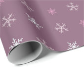 Braunrosa Schneeflocken Lila Weihnachten Geschenkpapier (Rolleneckpunkt)