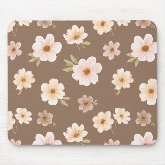 Braunrosé-Cream Floral Mousepad (Vorne)