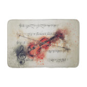 Braunrost Creme Watercolor Violin Sheet Music Badematte (Vorderseite)