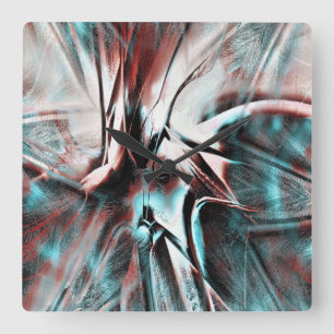 Braunrot bis blau pixelig trockene Textur Quadratische Wanduhr