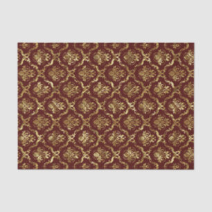 Braunrot und Imitate Shiny Gold Floral Damaskus Sp Seidenpapier