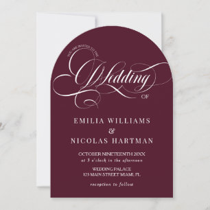 Braunrot & Weiß Klassische All-in-One-Hochzeit Einladung