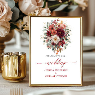 Braunrote Boheme-Eukalyptus-Herbst-Tisch-Wedding  Poster