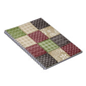 Braunrote, braune, beige und grüne Patchwork-Optik Notizblock (Rechte Seite)