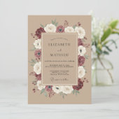 Braunrote distinguierte rustikale Hochzeit Einladung (Stehend Vorderseite)