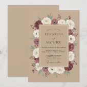 Braunrote distinguierte rustikale Hochzeit Einladung (Vorne/Hinten)