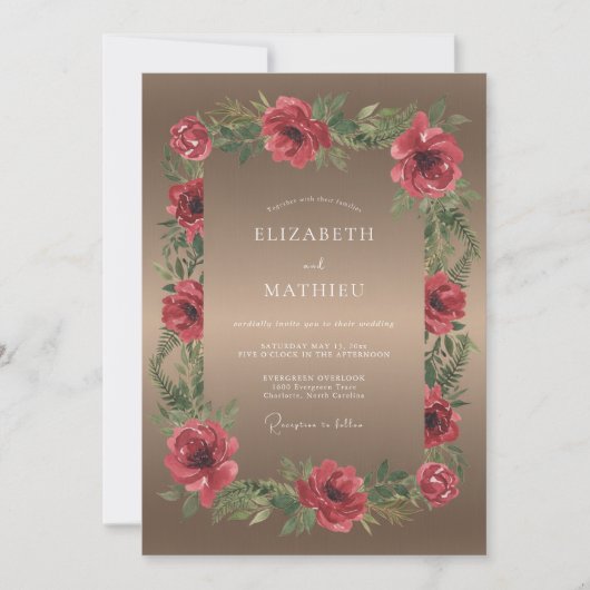 Braunrote Mohn-Hochzeit Einladung (Vorderseite)
