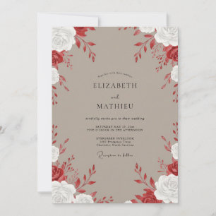 Braunrote Rosenhochzeit Einladung