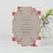 Braunrote Rosenhochzeit Einladung (Stehend Vorderseite)