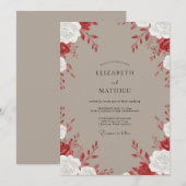 Braunrote Rosenhochzeit Einladung (Vorne/Hinten)