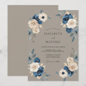 Braunrote Stahl-Ranunculus-Eukalyptus-Hochzeit Einladung (Vorne/Hinten)