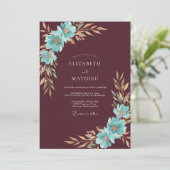 Braunrote Wasserhochzeit Einladung (Stehend Vorderseite)