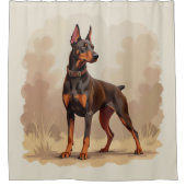 Braunroter Dobermann Pinscher Hund Duschvorhang (Vorderseite)