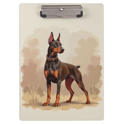 Braunroter Dobermann Pinscher Hund Klemmbrett (Vorderseite)