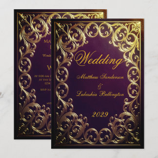 Braunrotes Goldene Hochzeit Klassische Ehe Einladung