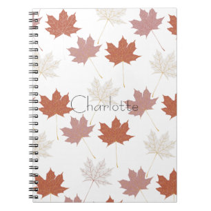 Braunrotes Herbst-Blumenblatt Y2K Muster Notizblock