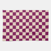 Braunrotes und beiges Schachbrettmuster Geschirrtuch (Horizontal)