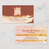 Braunrotes Vintages Blumenkuchen-Logo für Baker Visitenkarte (Vorne/Hinten)