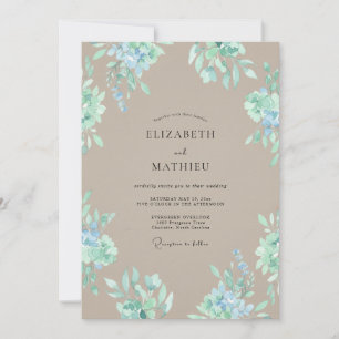 Braunruhige Botanische Hochzeit Einladung