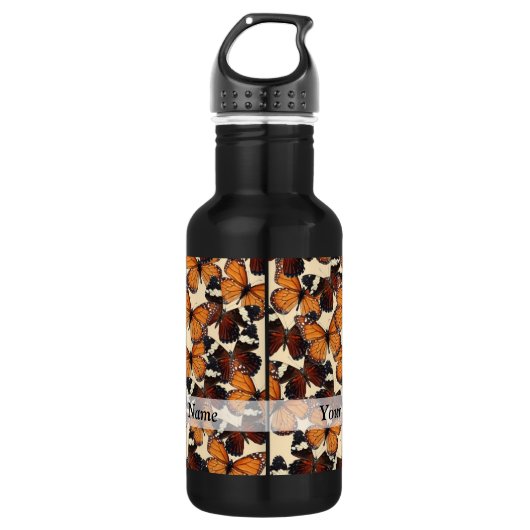 Braunschmetterlingsmuster Edelstahlflasche (Vorderseite)