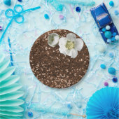 Braunschokolade Weiße Jasmin-Glitzer Pappteller (Party)